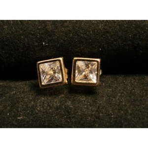 14kt Yellow Gold Pierced Cubic‎ Zirconia Earrings 14k 3.5mm